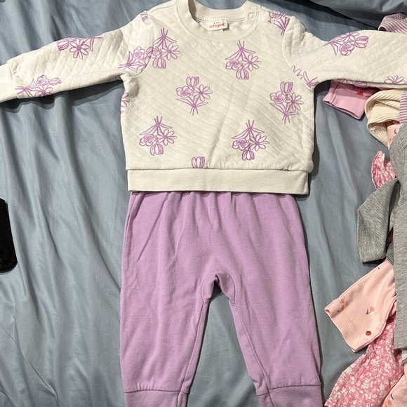 Cat & Jack Other - Cat & Jack Cream and Purple Kids Matching Set